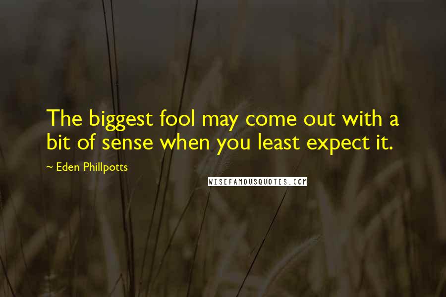 Eden Phillpotts Quotes: The biggest fool may come out with a bit of sense when you least expect it.