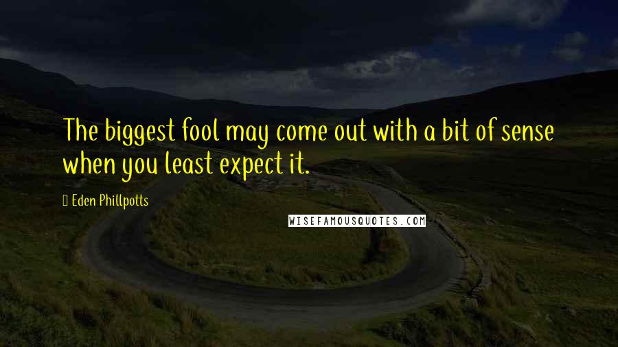 Eden Phillpotts Quotes: The biggest fool may come out with a bit of sense when you least expect it.