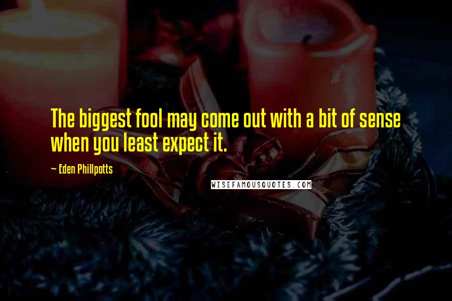 Eden Phillpotts Quotes: The biggest fool may come out with a bit of sense when you least expect it.