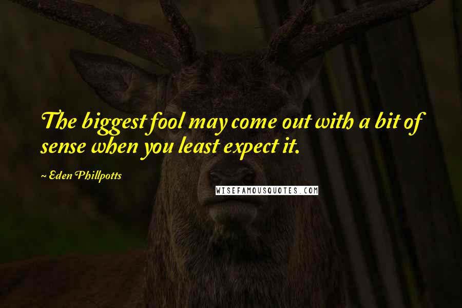 Eden Phillpotts Quotes: The biggest fool may come out with a bit of sense when you least expect it.