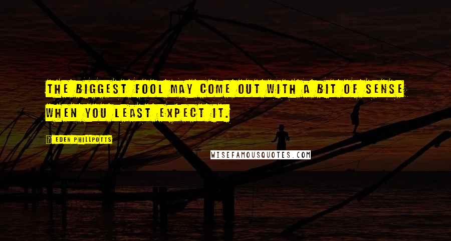 Eden Phillpotts Quotes: The biggest fool may come out with a bit of sense when you least expect it.