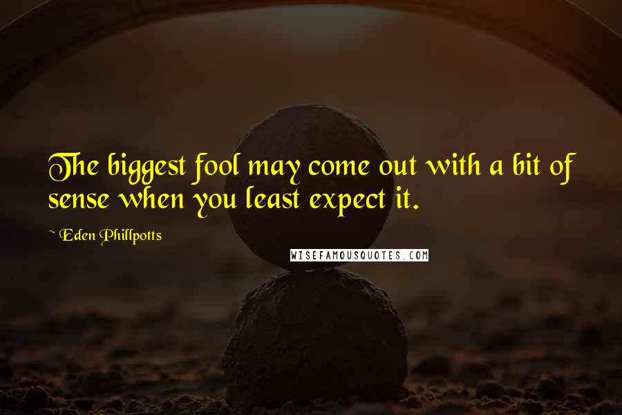 Eden Phillpotts Quotes: The biggest fool may come out with a bit of sense when you least expect it.