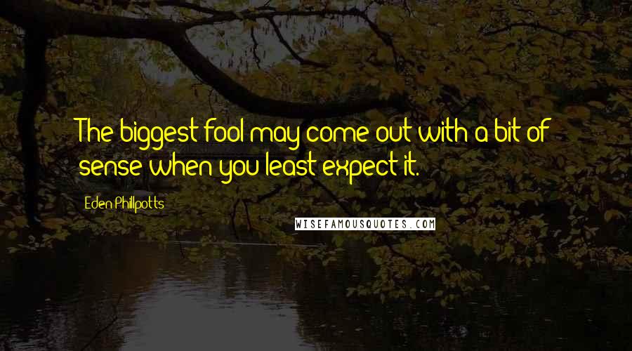 Eden Phillpotts Quotes: The biggest fool may come out with a bit of sense when you least expect it.
