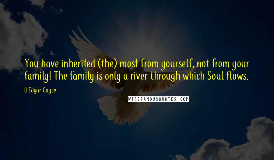 Edgar Cayce Quotes: You have inherited (the) most from yourself, not from your family! The family is only a river through which Soul flows.