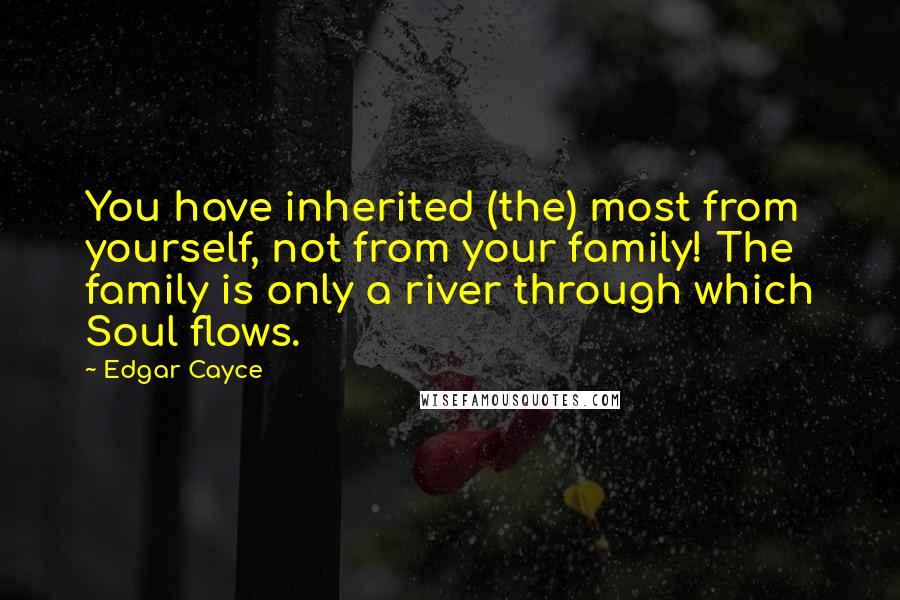 Edgar Cayce Quotes: You have inherited (the) most from yourself, not from your family! The family is only a river through which Soul flows.