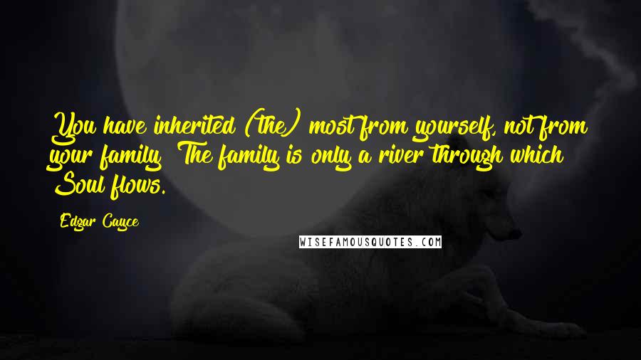 Edgar Cayce Quotes: You have inherited (the) most from yourself, not from your family! The family is only a river through which Soul flows.