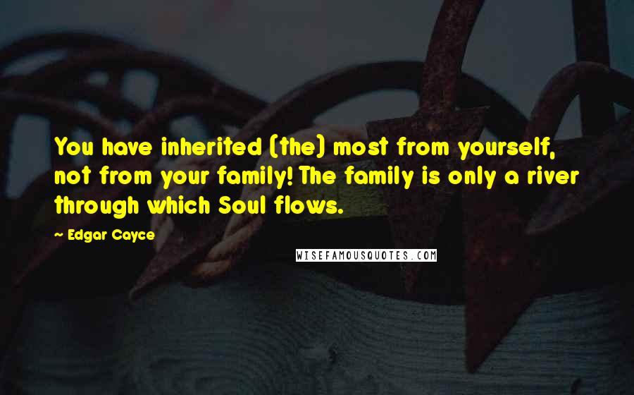 Edgar Cayce Quotes: You have inherited (the) most from yourself, not from your family! The family is only a river through which Soul flows.