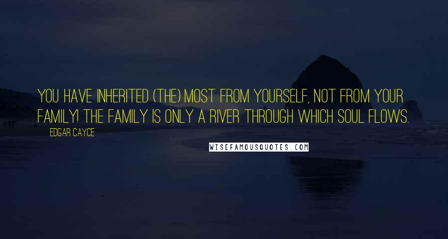 Edgar Cayce Quotes: You have inherited (the) most from yourself, not from your family! The family is only a river through which Soul flows.