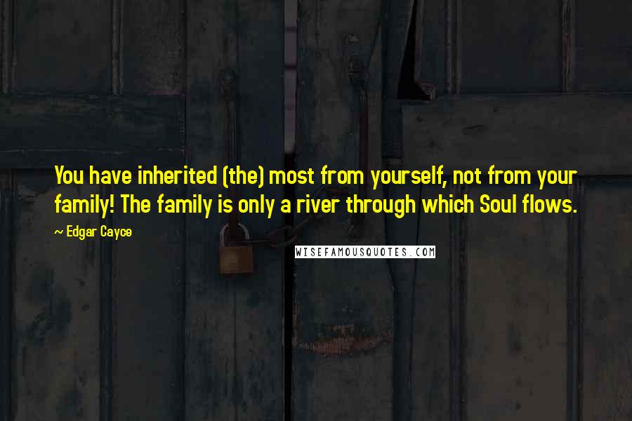 Edgar Cayce Quotes: You have inherited (the) most from yourself, not from your family! The family is only a river through which Soul flows.