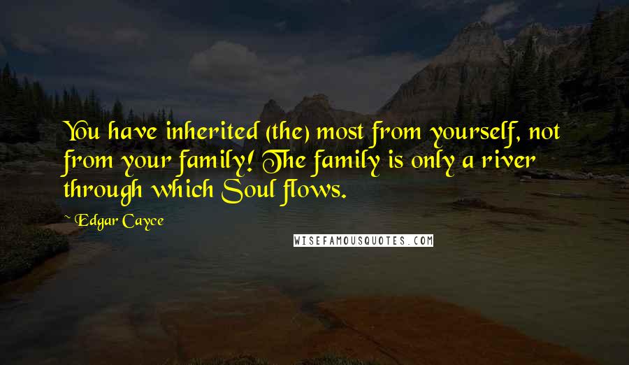 Edgar Cayce Quotes: You have inherited (the) most from yourself, not from your family! The family is only a river through which Soul flows.