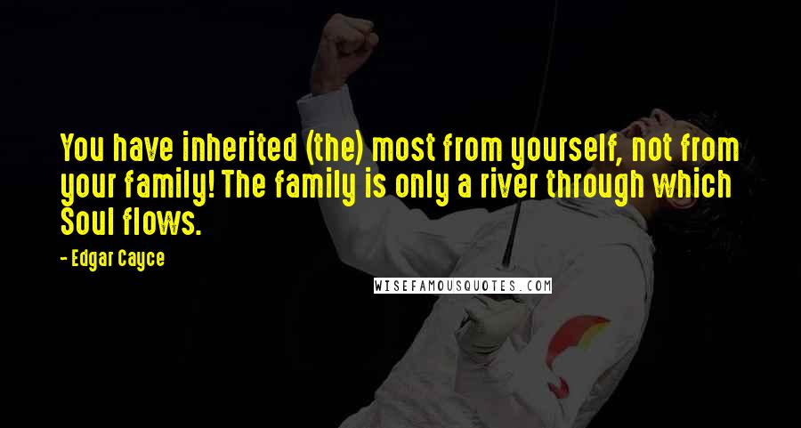 Edgar Cayce Quotes: You have inherited (the) most from yourself, not from your family! The family is only a river through which Soul flows.