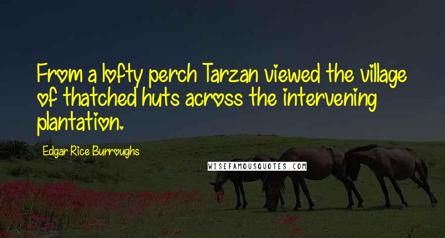 Edgar Rice Burroughs Quotes: From a lofty perch Tarzan viewed the village of thatched huts across the intervening plantation.