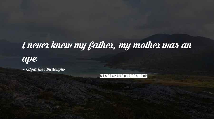 Edgar Rice Burroughs Quotes: I never knew my father, my mother was an ape