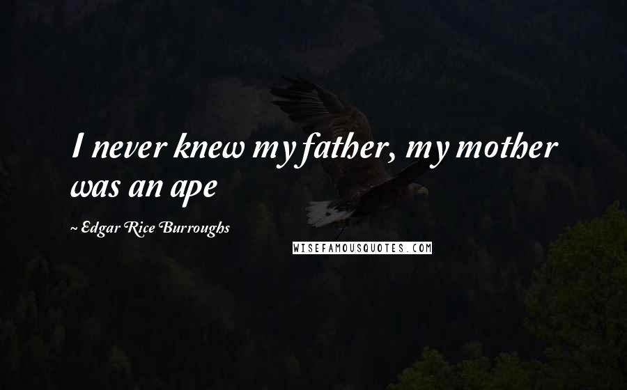 Edgar Rice Burroughs Quotes: I never knew my father, my mother was an ape