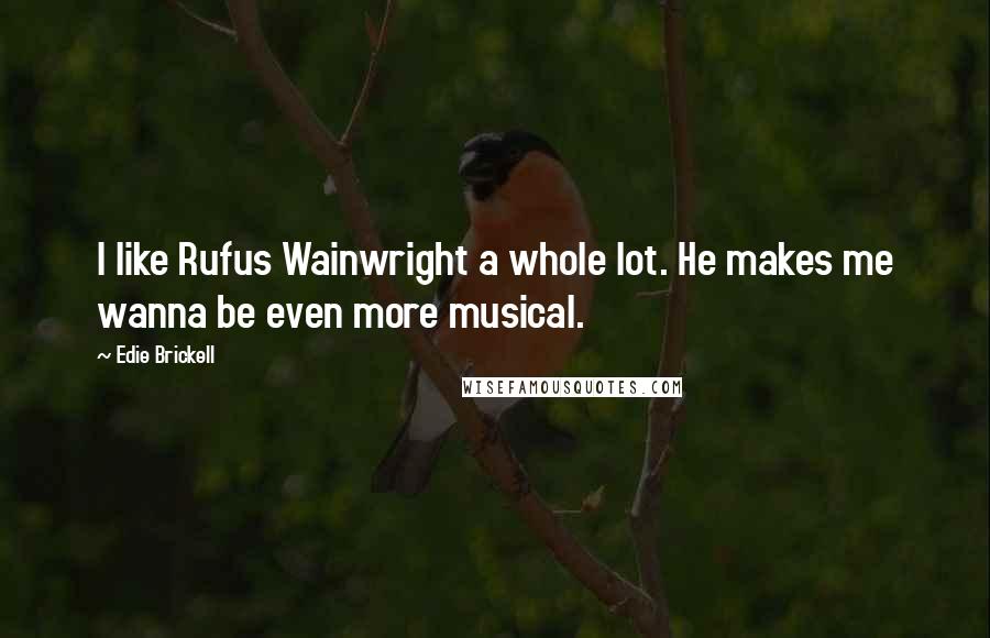 Edie Brickell Quotes: I like Rufus Wainwright a whole lot. He makes me wanna be even more musical.