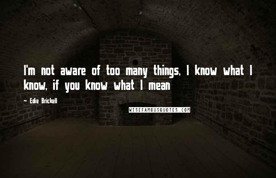 Edie Brickell Quotes: I'm not aware of too many things, I know what I know, if you know what I mean