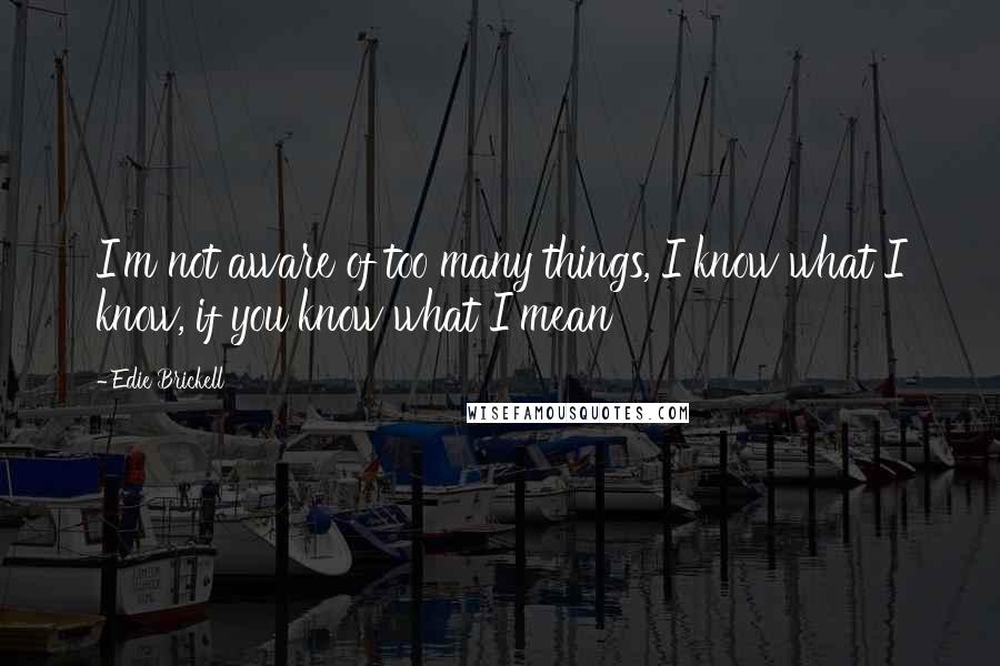 Edie Brickell Quotes: I'm not aware of too many things, I know what I know, if you know what I mean