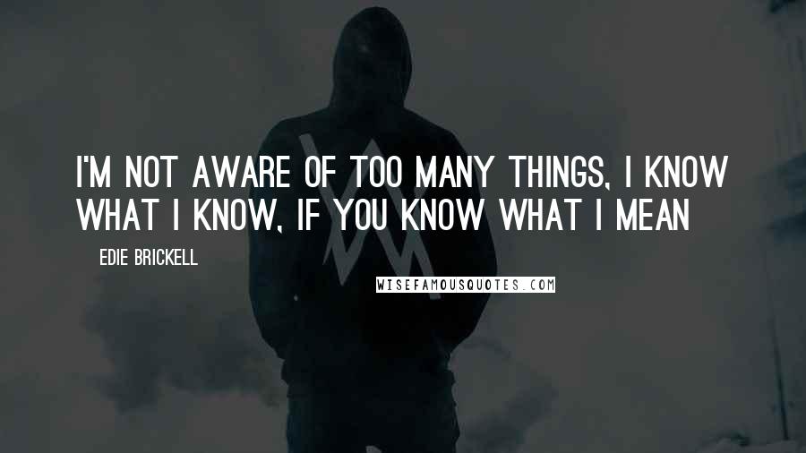 Edie Brickell Quotes: I'm not aware of too many things, I know what I know, if you know what I mean