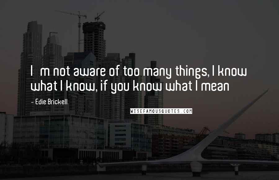 Edie Brickell Quotes: I'm not aware of too many things, I know what I know, if you know what I mean