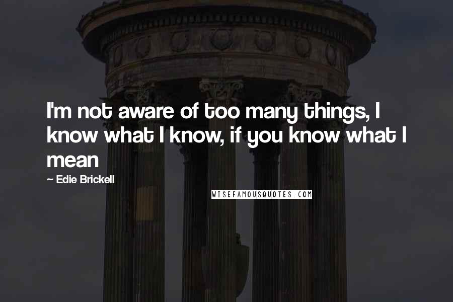 Edie Brickell Quotes: I'm not aware of too many things, I know what I know, if you know what I mean