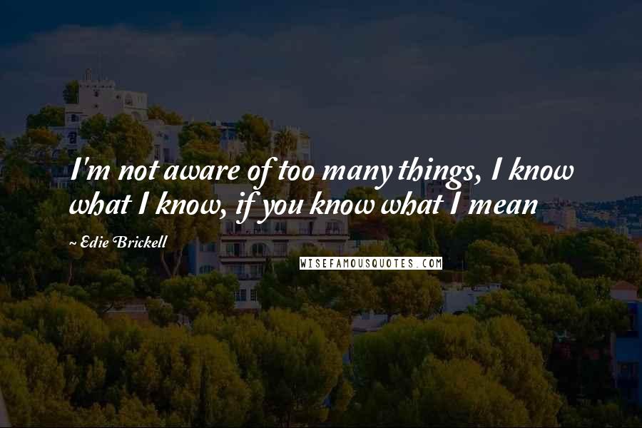 Edie Brickell Quotes: I'm not aware of too many things, I know what I know, if you know what I mean