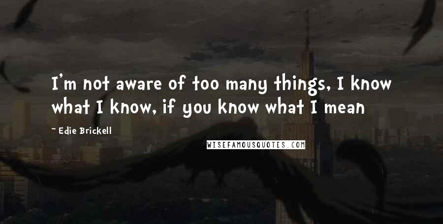 Edie Brickell Quotes: I'm not aware of too many things, I know what I know, if you know what I mean