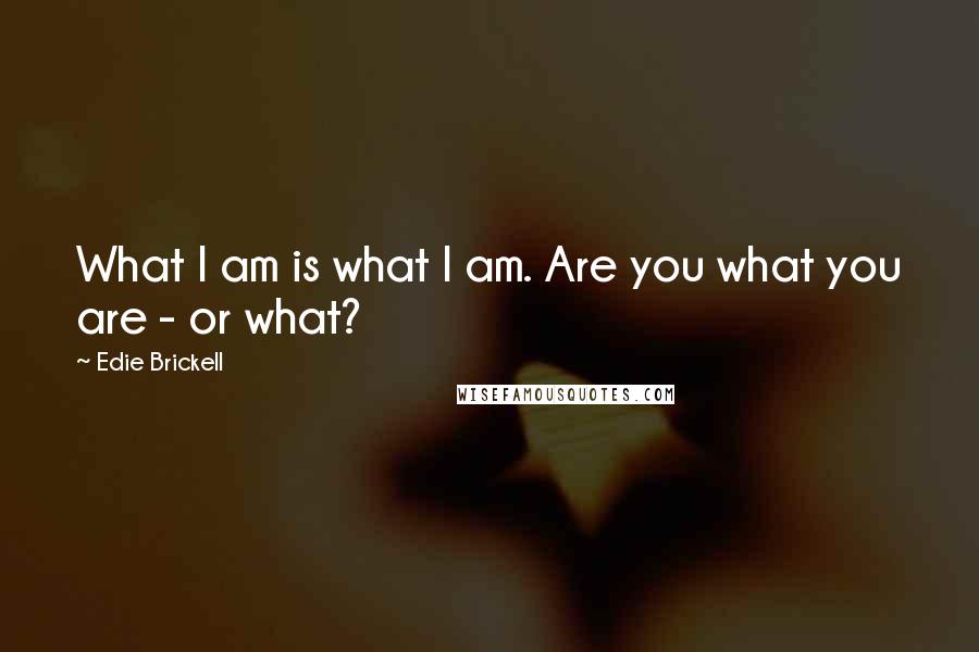 Edie Brickell Quotes: What I am is what I am. Are you what you are - or what?