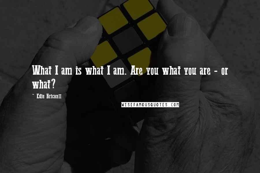 Edie Brickell Quotes: What I am is what I am. Are you what you are - or what?