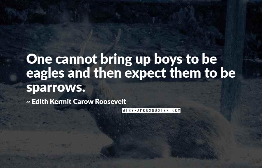 Edith Kermit Carow Roosevelt Quotes: One cannot bring up boys to be eagles and then expect them to be sparrows.