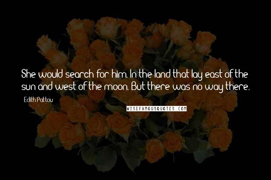 Edith Pattou Quotes: She would search for him. In the land that lay east of the sun and west of the moon. But there was no way there.