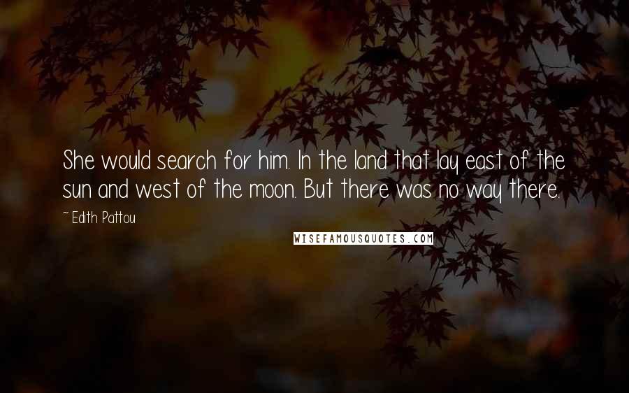 Edith Pattou Quotes: She would search for him. In the land that lay east of the sun and west of the moon. But there was no way there.