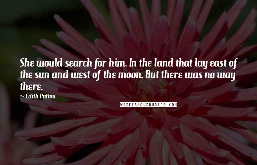 Edith Pattou Quotes: She would search for him. In the land that lay east of the sun and west of the moon. But there was no way there.