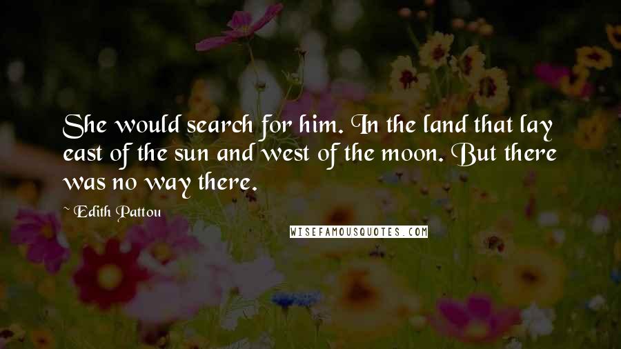 Edith Pattou Quotes: She would search for him. In the land that lay east of the sun and west of the moon. But there was no way there.