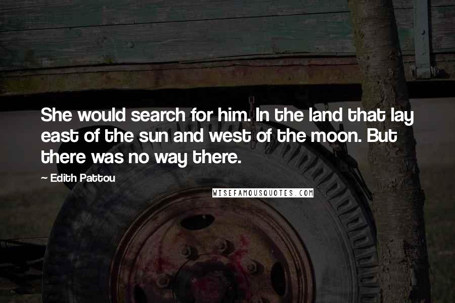 Edith Pattou Quotes: She would search for him. In the land that lay east of the sun and west of the moon. But there was no way there.