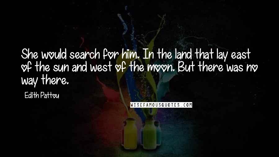 Edith Pattou Quotes: She would search for him. In the land that lay east of the sun and west of the moon. But there was no way there.