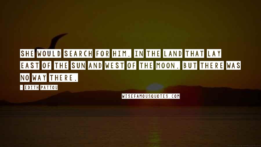 Edith Pattou Quotes: She would search for him. In the land that lay east of the sun and west of the moon. But there was no way there.