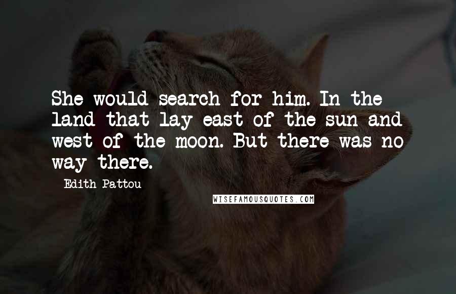 Edith Pattou Quotes: She would search for him. In the land that lay east of the sun and west of the moon. But there was no way there.