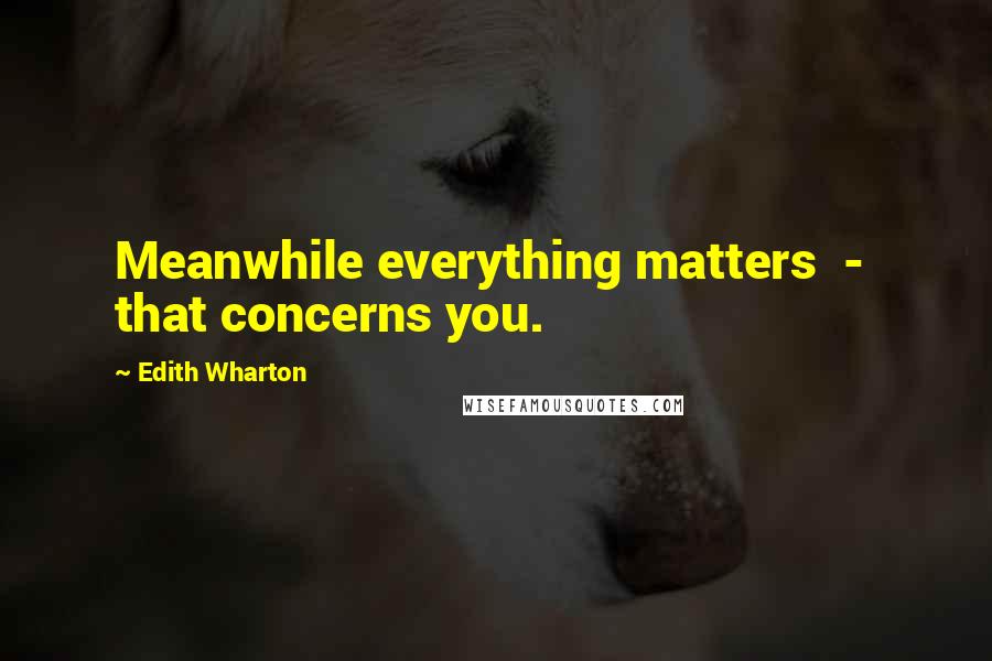 Edith Wharton Quotes: Meanwhile everything matters  -  that concerns you.