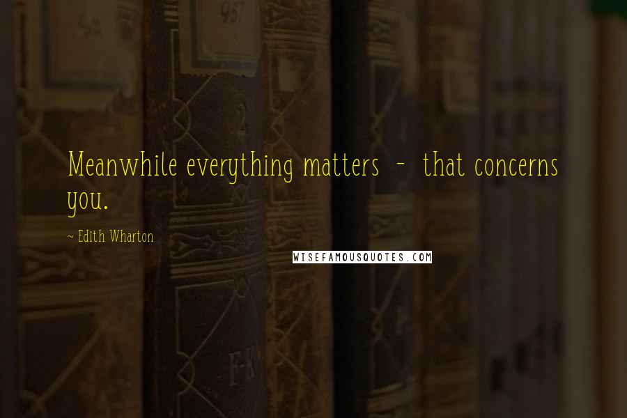 Edith Wharton Quotes: Meanwhile everything matters  -  that concerns you.