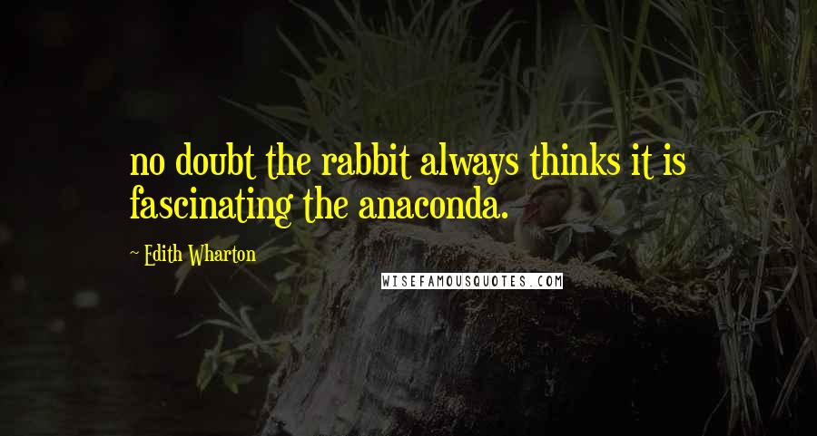 Edith Wharton Quotes: no doubt the rabbit always thinks it is fascinating the anaconda.