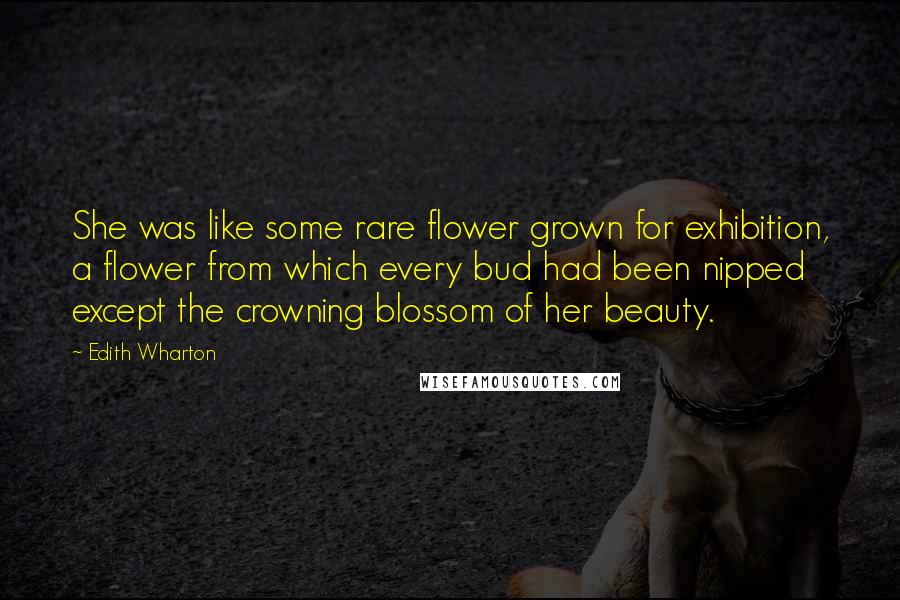 Edith Wharton Quotes: She was like some rare flower grown for exhibition, a flower from which every bud had been nipped except the crowning blossom of her beauty.