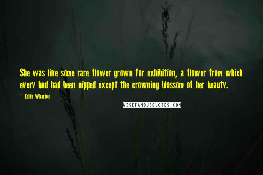 Edith Wharton Quotes: She was like some rare flower grown for exhibition, a flower from which every bud had been nipped except the crowning blossom of her beauty.