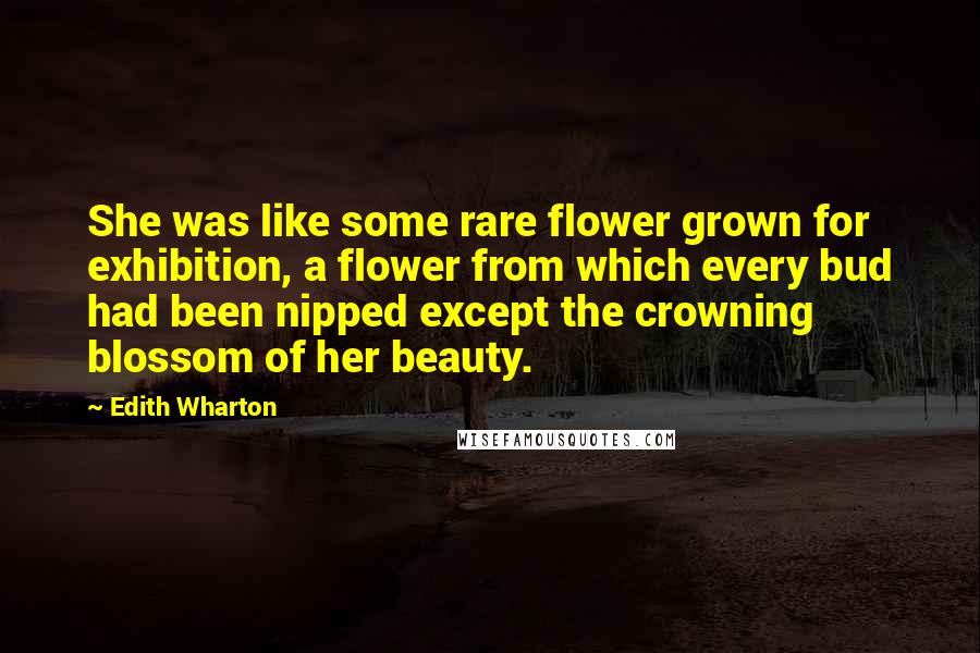 Edith Wharton Quotes: She was like some rare flower grown for exhibition, a flower from which every bud had been nipped except the crowning blossom of her beauty.