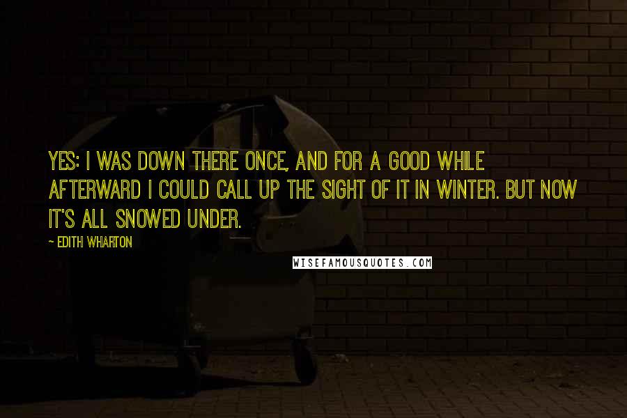 Edith Wharton Quotes: Yes: I was down there once, and for a good while afterward I could call up the sight of it in winter. But now it's all snowed under.