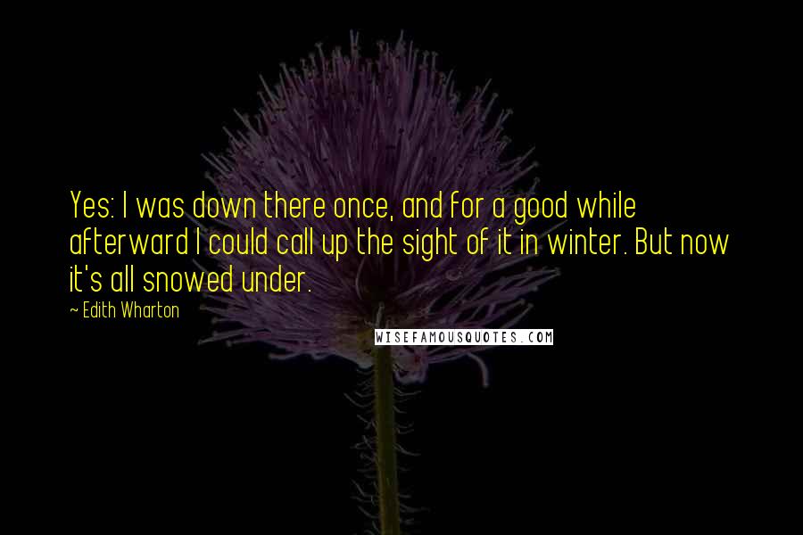 Edith Wharton Quotes: Yes: I was down there once, and for a good while afterward I could call up the sight of it in winter. But now it's all snowed under.