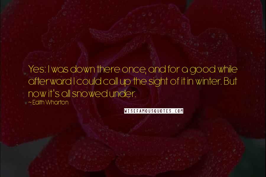 Edith Wharton Quotes: Yes: I was down there once, and for a good while afterward I could call up the sight of it in winter. But now it's all snowed under.