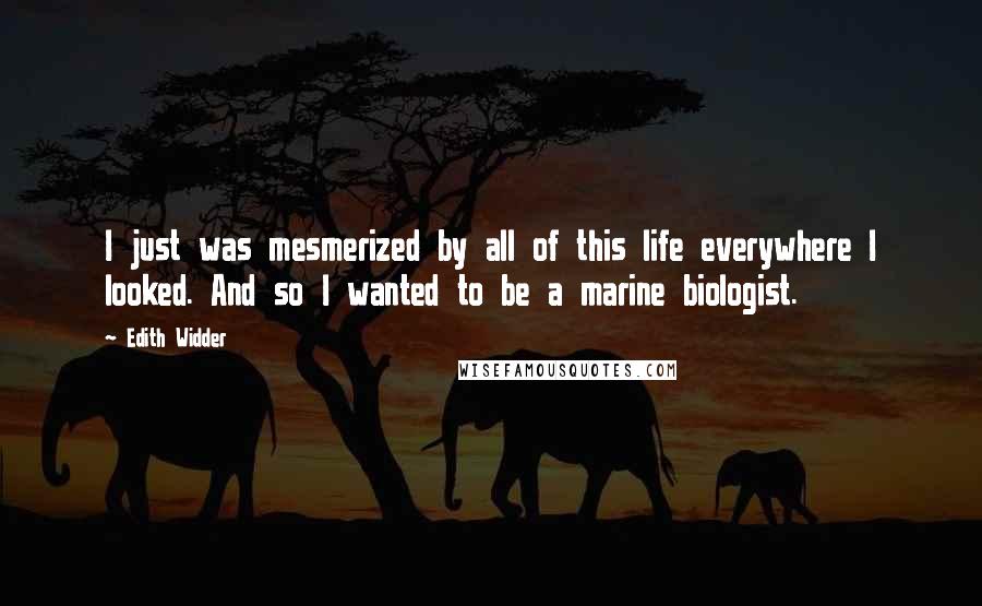 Edith Widder Quotes: I just was mesmerized by all of this life everywhere I looked. And so I wanted to be a marine biologist.
