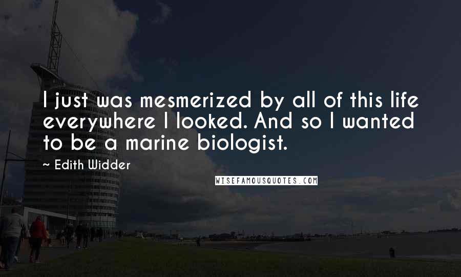 Edith Widder Quotes: I just was mesmerized by all of this life everywhere I looked. And so I wanted to be a marine biologist.