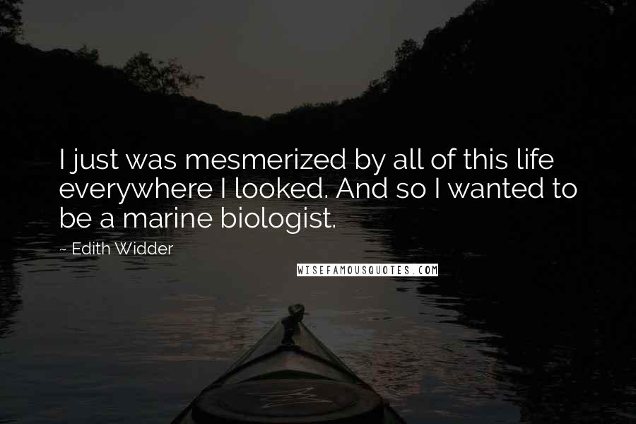 Edith Widder Quotes: I just was mesmerized by all of this life everywhere I looked. And so I wanted to be a marine biologist.