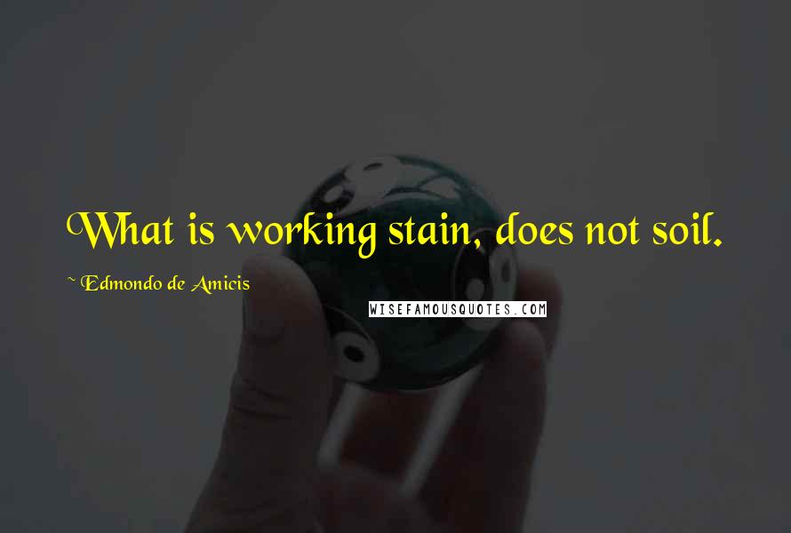 Edmondo De Amicis Quotes: What is working stain, does not soil.